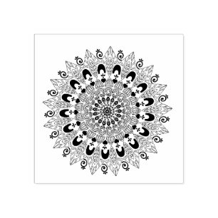 Mandala flower design rubber stamp