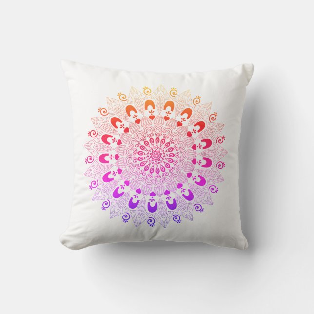 Mandala Flower Design Throw Pillow (Front)