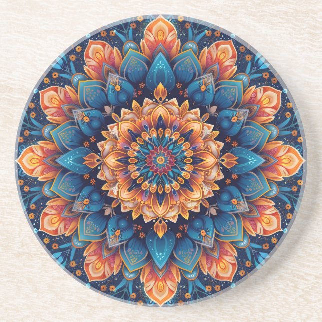 Mandala Flower Digital Art Style-23907. Coaster (Front)
