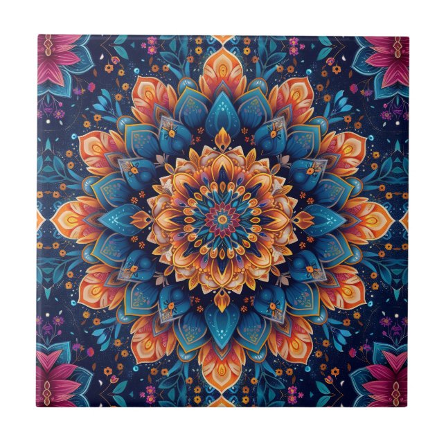 Mandala Flower Digital Art Style-23907. Tile (Front)