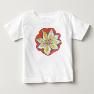 Mandala flower Drawing Toddler Ruffle Tee, White Baby T-Shirt