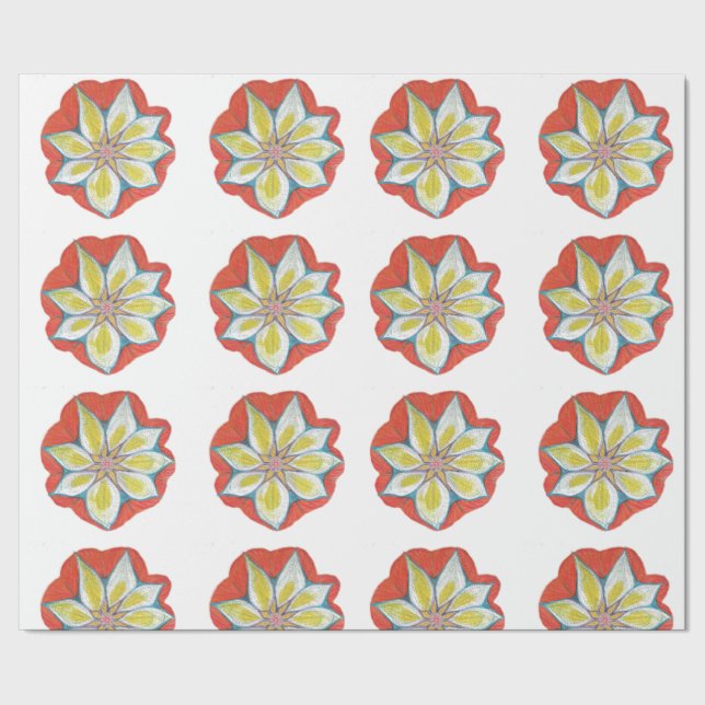 Mandala Flower Drawing Wrapping Paper (Seam)