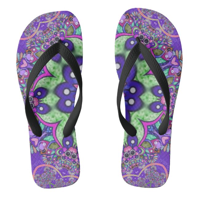  Mandala flower  Flip Flops (Footbed)