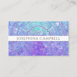 Mandala Flower in Blue and Purple Business Card
