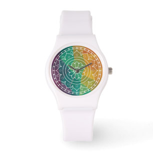 Mandala flower india rainbow boho chic design watch
