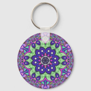 Mandala flower key ring