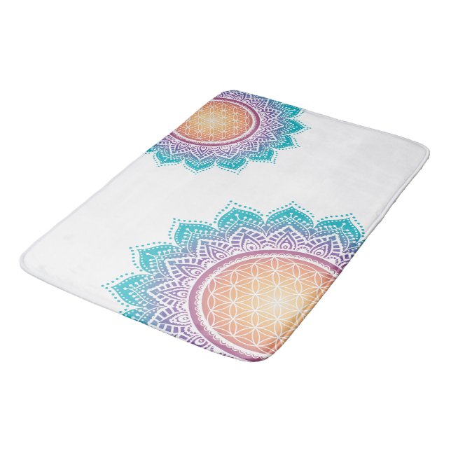 Mandala Flower of life sun Badematte Bath Mat (Angled)