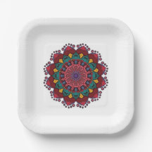 Mandala Flower Paper Plates