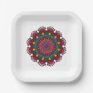 Mandala Flower Paper Plates