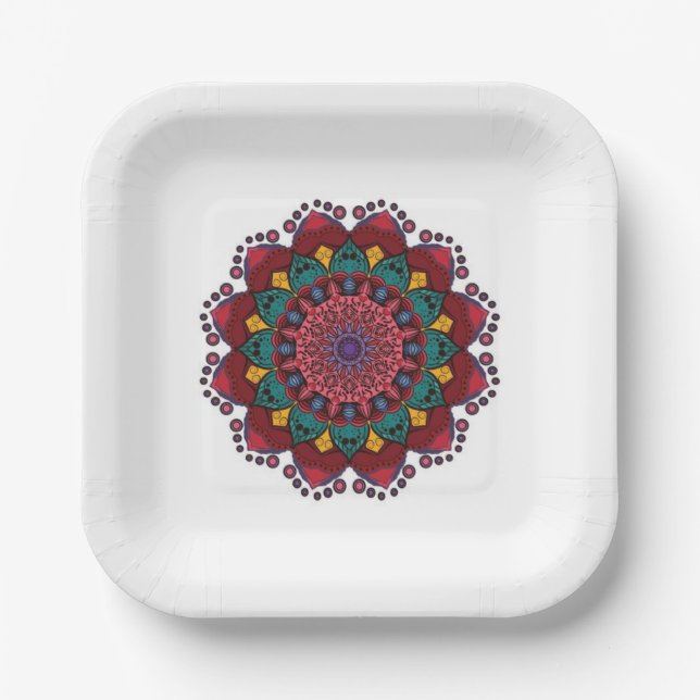 Mandala Flower Paper Plates (Front)