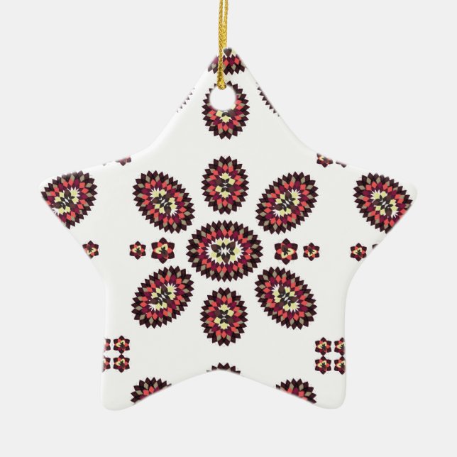 Mandala Flower Pattern Ceramic Tree Decoration (Front)