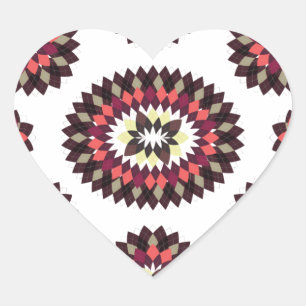Mandala Flower Pattern Heart Sticker
