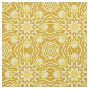 Mandala Flower Pattern - Mustard Gold and Yellow  Fabric