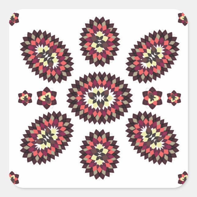 Mandala Flower Pattern Square Sticker (Front)