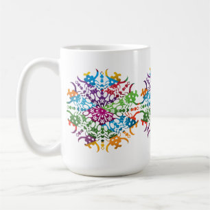Mandala flower pink yellow coffee mug