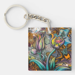 Mandala Flowers Key Ring