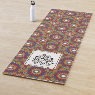 Mandala flowers monogram custom name letter M Yoga Mat