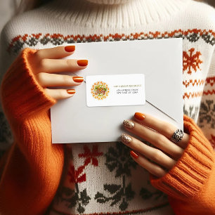 Mandala Foliage Thanksgiving Address Label