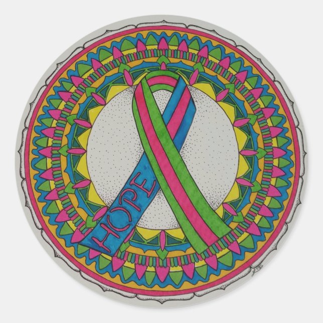 Mandala for Metastatic Breast Cancer Classic Round Sticker (Front)
