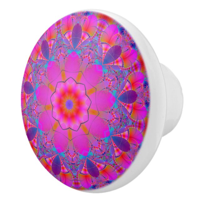 Mandala Fractal hot colors sticker Ceramic Knob (Right)