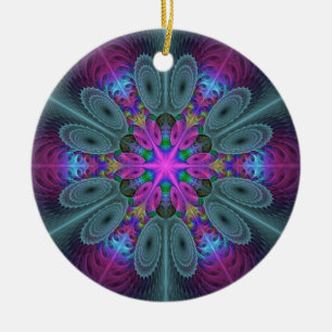 Mandala From Centre Colourful Fractal Art With Ceramic Tree Decoration