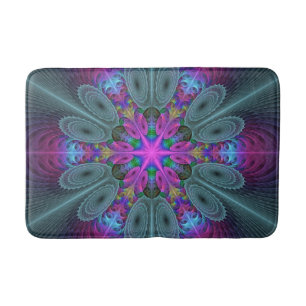 Mandala From Centre Colourful Fractal Art With Pin Bath Mat