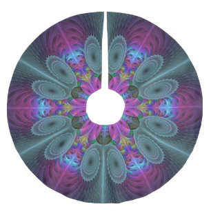 Mandala From Centre Colourful Fractal Art With Pin Brushed Polyester Tree Skirt