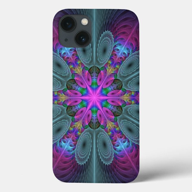 Mandala From Centre Colourful Fractal Art With Pin Case-Mate iPhone Case (Back)