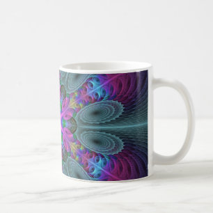 Mandala From Centre Colourful Fractal Art With Pin Coffee Mug
