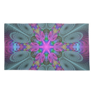 Mandala From Centre Colourful Fractal Art With Pin Pillowcase
