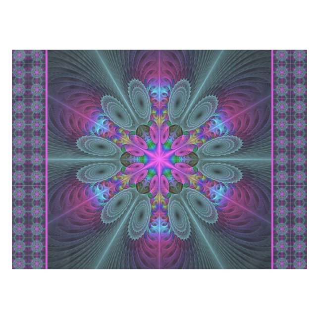 Mandala From Centre Colourful Fractal Art With Pin Tablecloth (Front (Horizontal))