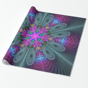 Mandala From Centre Colourful Fractal Art With Pin Wrapping Paper