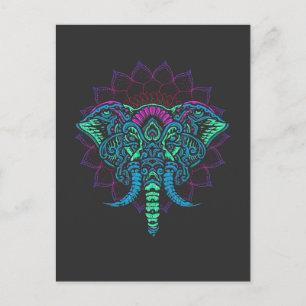 Mandala Ganesha Indian Elephant Animal Art Postcard