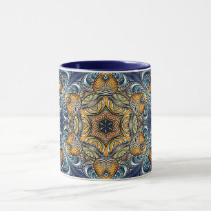 Mandala Geometric Rosette Fractal Retro Hippie Mug