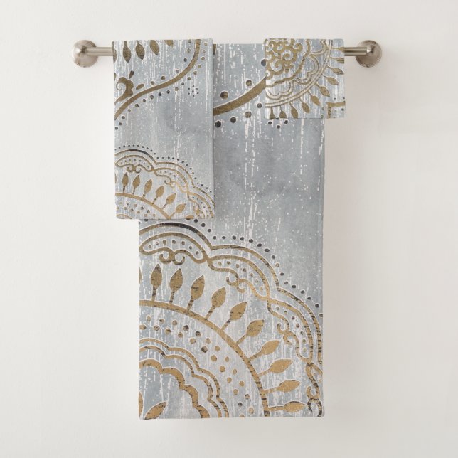 Mandala Gold Design Bath Towel Set (Insitu)
