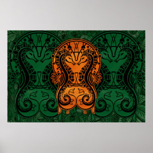 Mandala gold Dreamcatcher Seahorse concept art Poster
