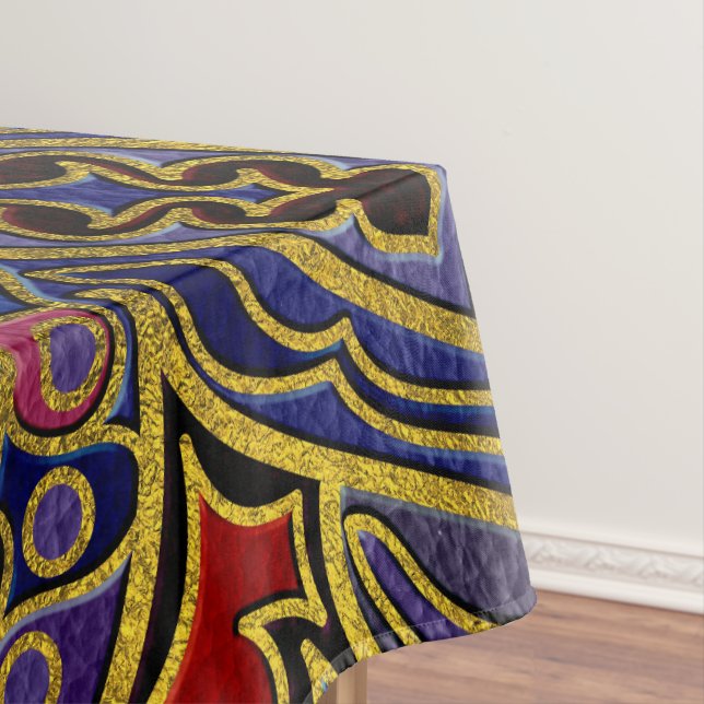 Mandala Gold Embossed on Faux Leather Tablecloth (In Situ)