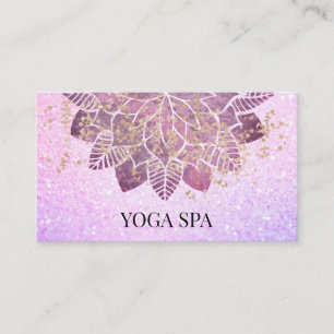 *~* Mandala - Gold Pink Glitter Spiritual Yoga Business Card