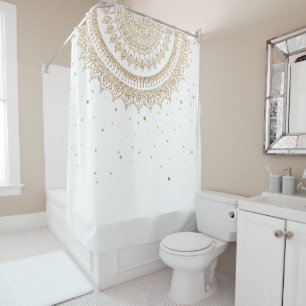 Mandala gold sparkle Indian style Shower Curtain