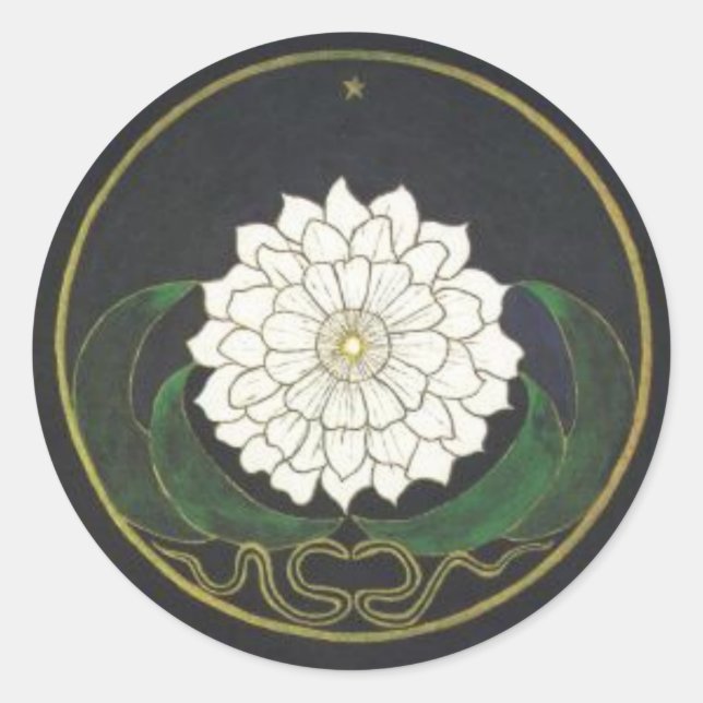 Mandala Golden Flower Classic Round Sticker (Front)