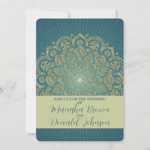 MANDALA Golden Rosette - Wedding Invitation Card