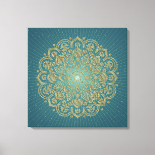 MANDALA Golden Rosette - Wrapped Canvas