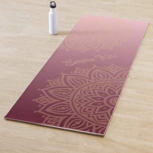 Mandala Gradient Maroon Pink Yoga Mat