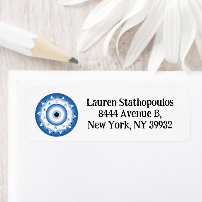 Mandala Greek Evil Eye Blue White (Insitu)