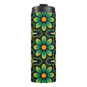 Mandala Green and Yellow Floral Geometric Pattern  Thermal Tumbler