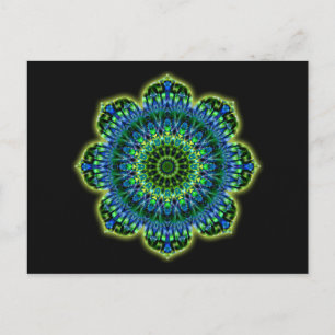 Mandala green blue black postcard