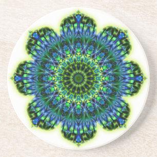 Mandala green blue coaster