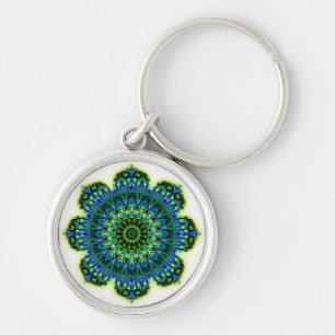 Mandala green blue key ring