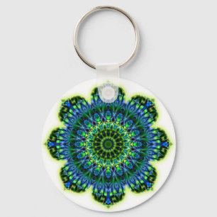 Mandala green blue key ring