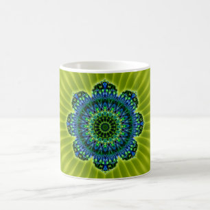 Mandala green blue lightgreen flower coffee mug